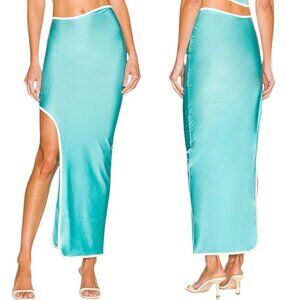 Baobab - Women’s ‘Mambo Puzzle’ Asymmetrical Satin Skirt in Foam Blue, X-Small